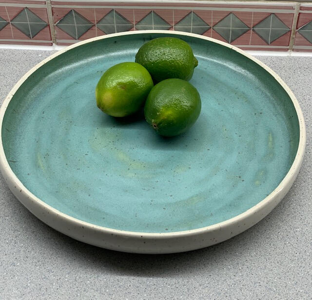 Green Speckled Plate with Limes