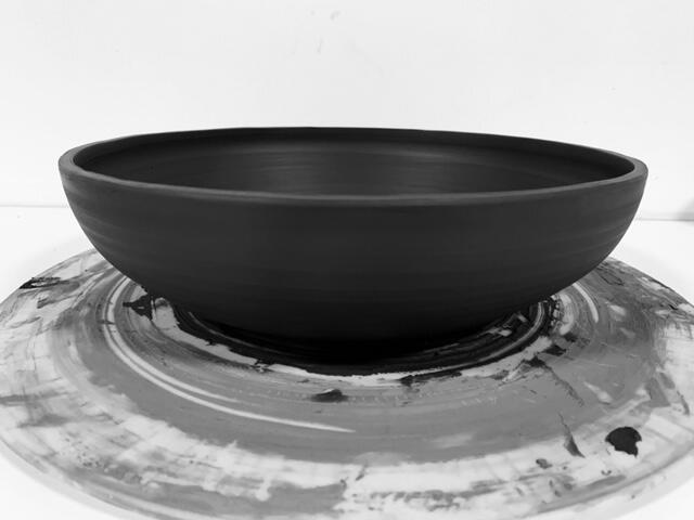 Black Low Rise Bowl on Wheel