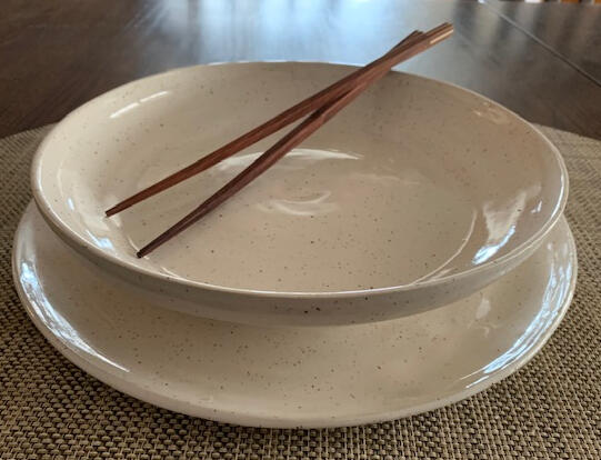 Speckled Bowl and Plate with Chopsticks